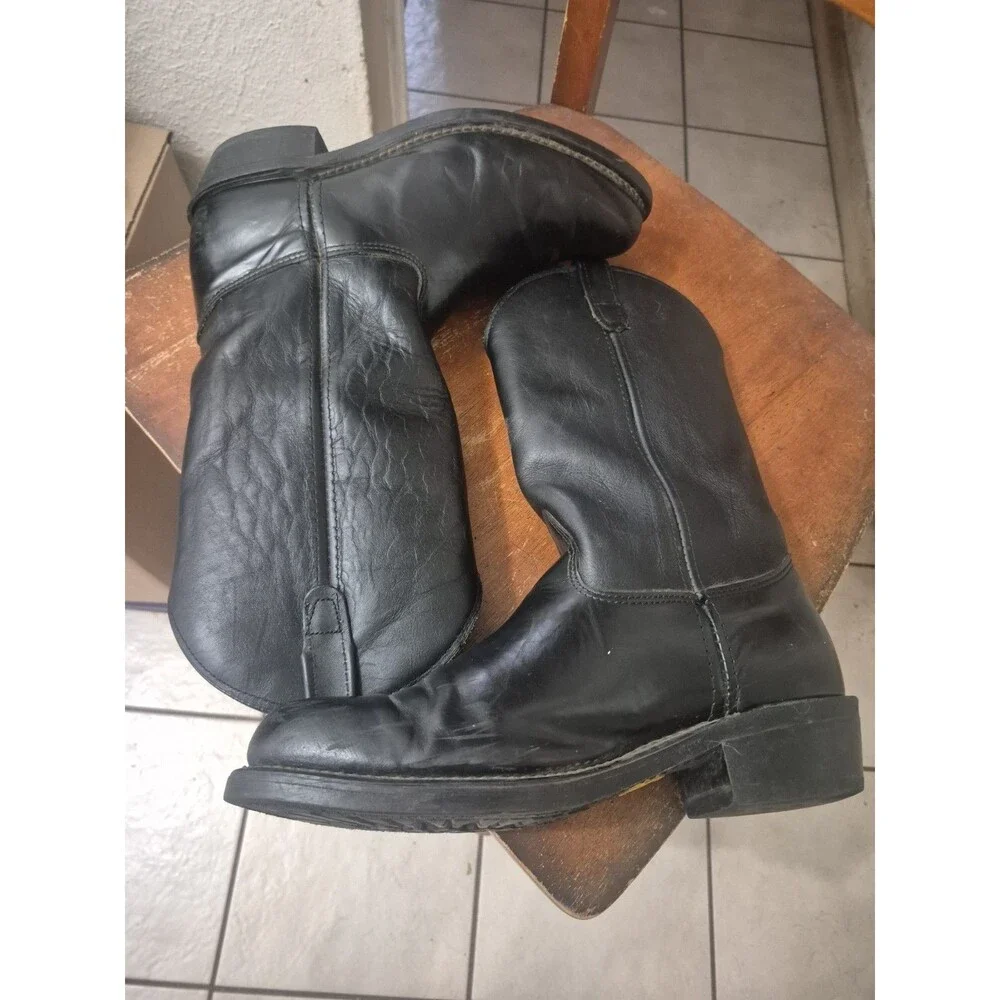 DOUBLE-H 4620 Men's Leather Work Western Cowboy Boot Black  Size 9.52E USA